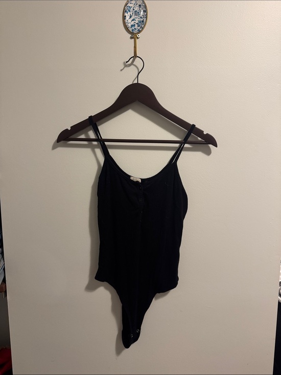 Garage Tops - Garage Black Ribbed Spaghetti-Strap Bodysuit